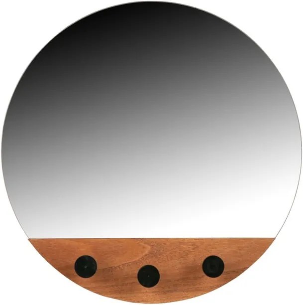 Oglindă de perete cu 3 cârlige Tyler WOOOD, ø 40 cm