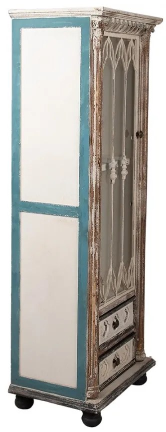 Vitrina bej, din lemn, aspect vintage, Elegance