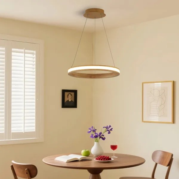 Brilagi - Candelabru LED suspendat pe cablu UMEA WOOD, 30W, 230V, Ø 40 cm, lemn