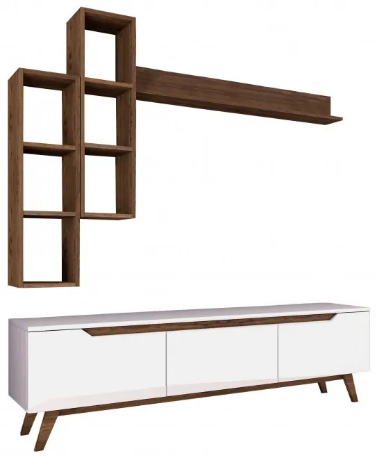 Ansamblu Comoda TV M16-804 Alb-Walnut