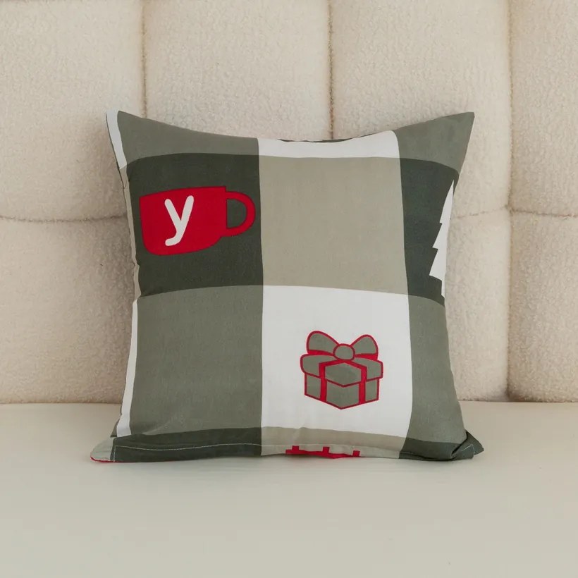 Husa pentru perna din microfibra CHRISTMAS SOCKS 45x45 cm, verde