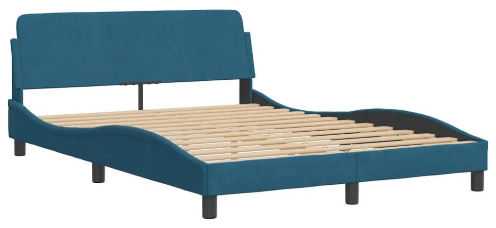 373196 vidaXL Cadru de pat cu tăblie, albastru, 140x200 cm, catifea