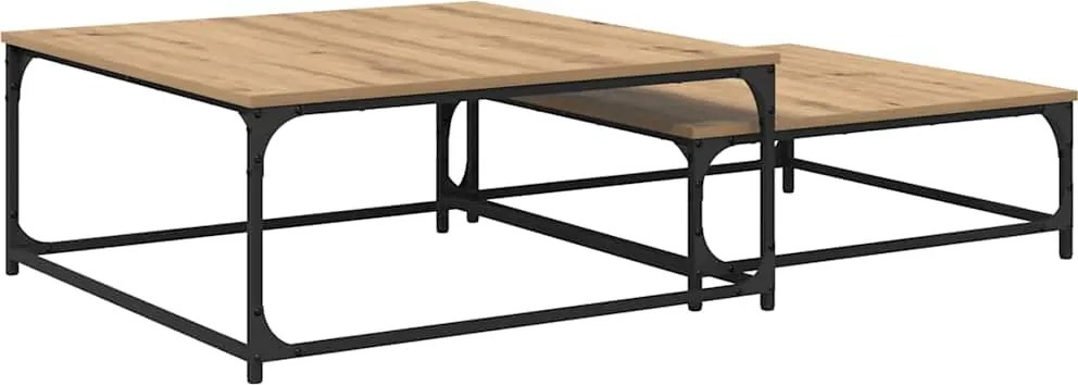 vidaXL Masă de cafea 2 pcs Stejar Artizanal Lemn compozit