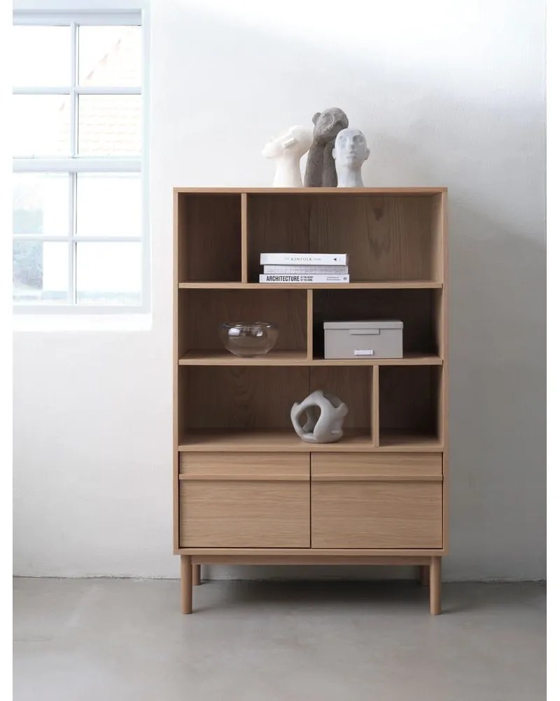 Bibliotecă cu aspect de lemn de stejar 140x90 cm Ponza – Unique Furniture