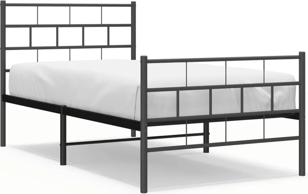 vidaXL Cadru pat metalic cu tăblii de cap/picioare, negru, 107x203 cm