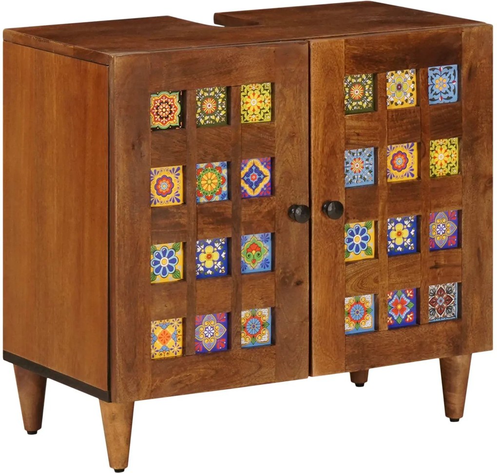 vidaXL Dulap pentru Chiuveta de Baie cu ușă castan 62 x 33 x 58 cm