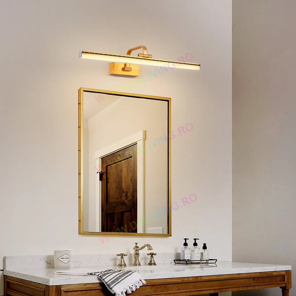 Corp LED pentru Baie, Design Clasic și Premium, Auriu DM1309GD, 58cm și 36W – Iluminat Eficient pentru Camere și Baie
