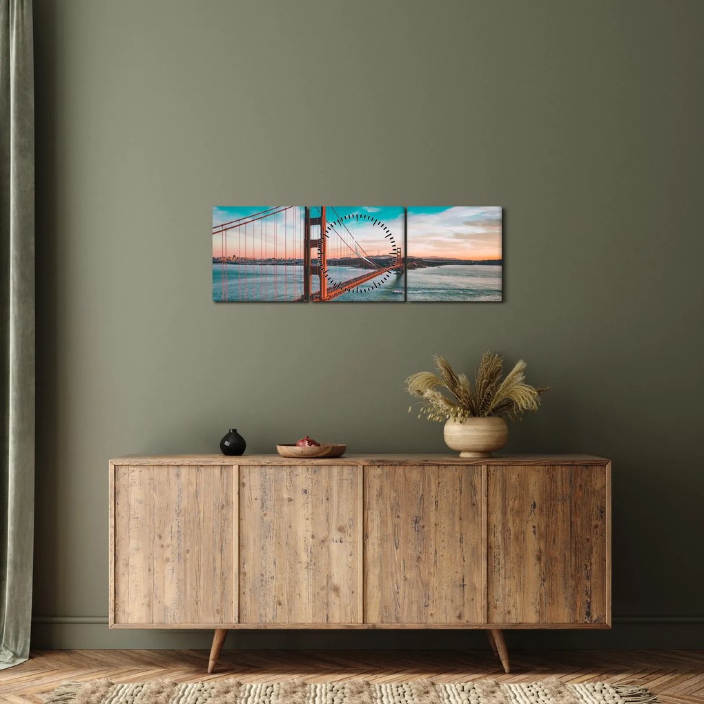 Tablou - Golden Gate, San Francisco (cu ceas) (90x30 cm)