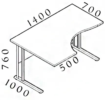 Birou ergonomic Visio 140 x 100 cm, stanga, nuc