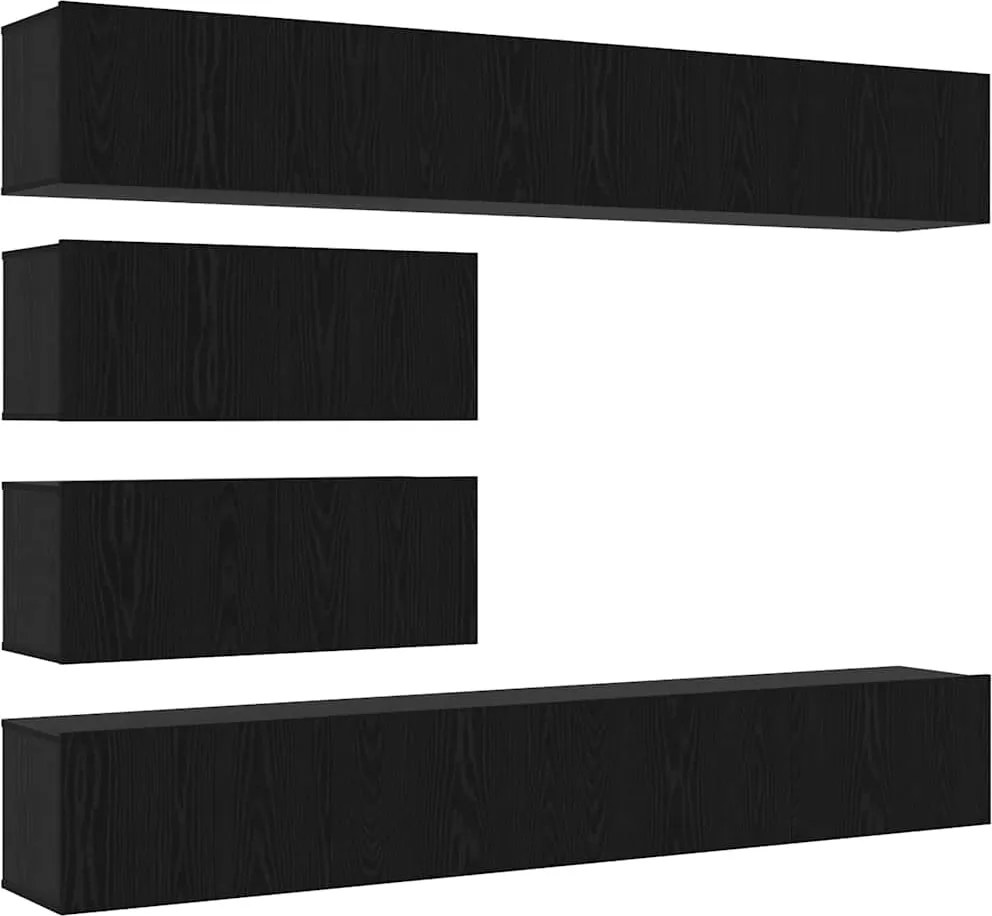 vidaXL Set comodă TV Pe perete 6 pcs Stejar Negru Lemn compozit
