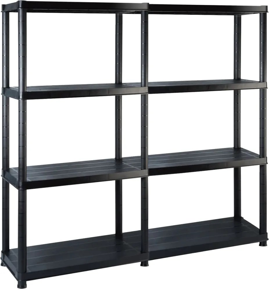 vidaXL Raft de depozitare cu 4 polițe, negru, 122x30,5x130 cm, plastic
