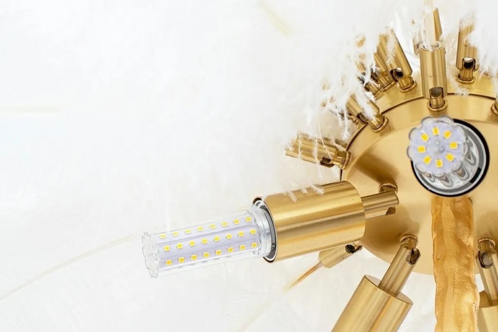 Lampa de podea design spectaculos cu pene de strut Palmier