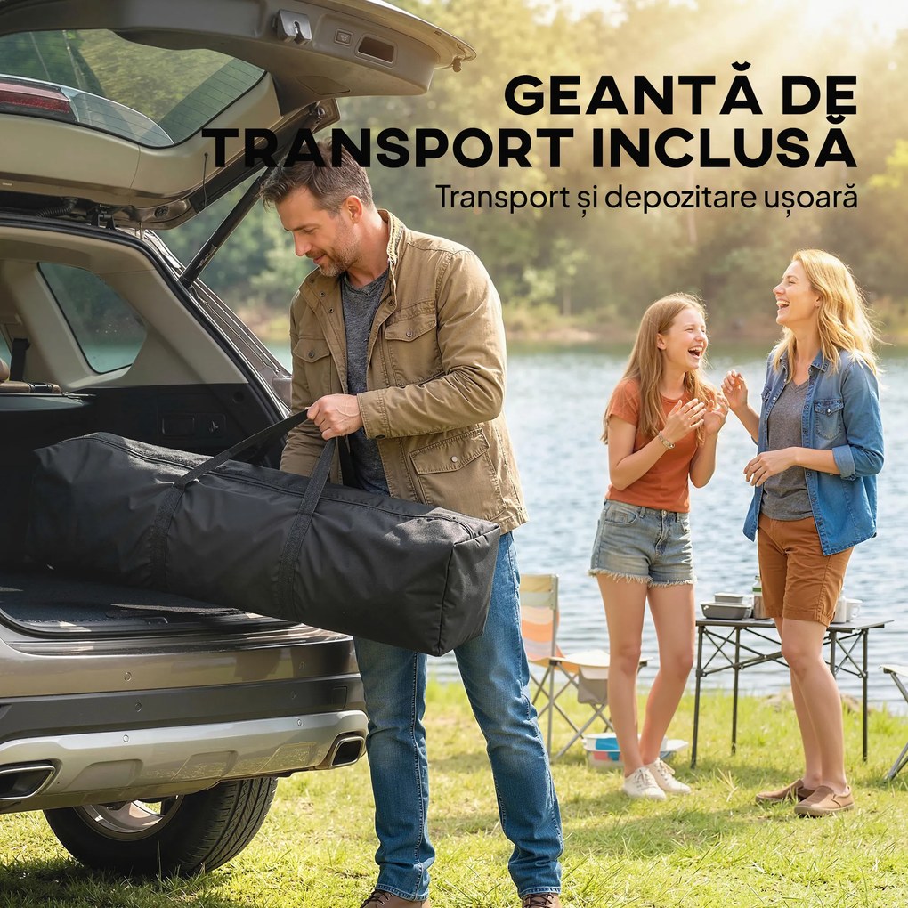 Outsunny Pavilion Pliabil 3.5x3.5 m Pop Up, Montare Ușoară cu Buton Central, Pavilion de Grădină Reglabil pe Înălțime cu Acoperiș Dublu, Geantă de Transport, UV50+, pentru Exterior, Gri Închis | Aosom Romania