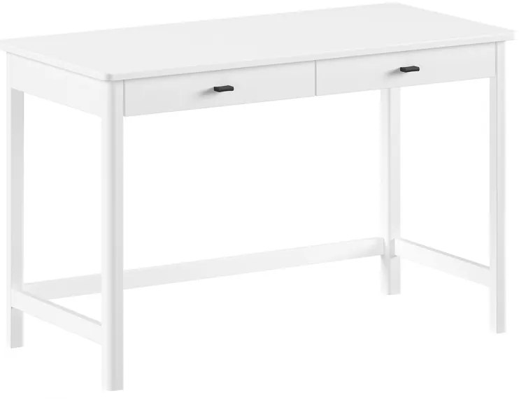 Set Mobilier Camera Copii Forrest Beech, Pat 90x200 cm cu Tăblie Textilă, Noptieră și Birou, din Lemn Masiv de Fag, Alb – Vipack