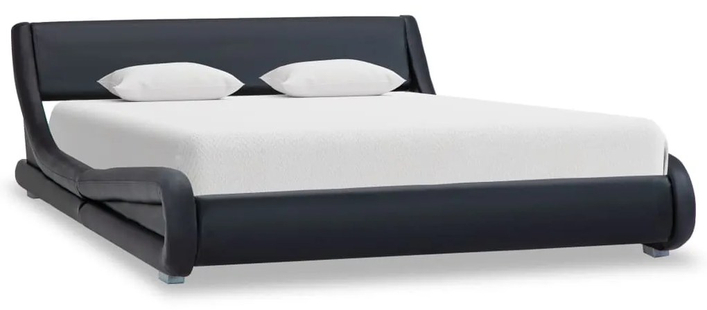 285705 vidaXL Cadru de pat, negru, 140 x 200 cm, piele ecologică