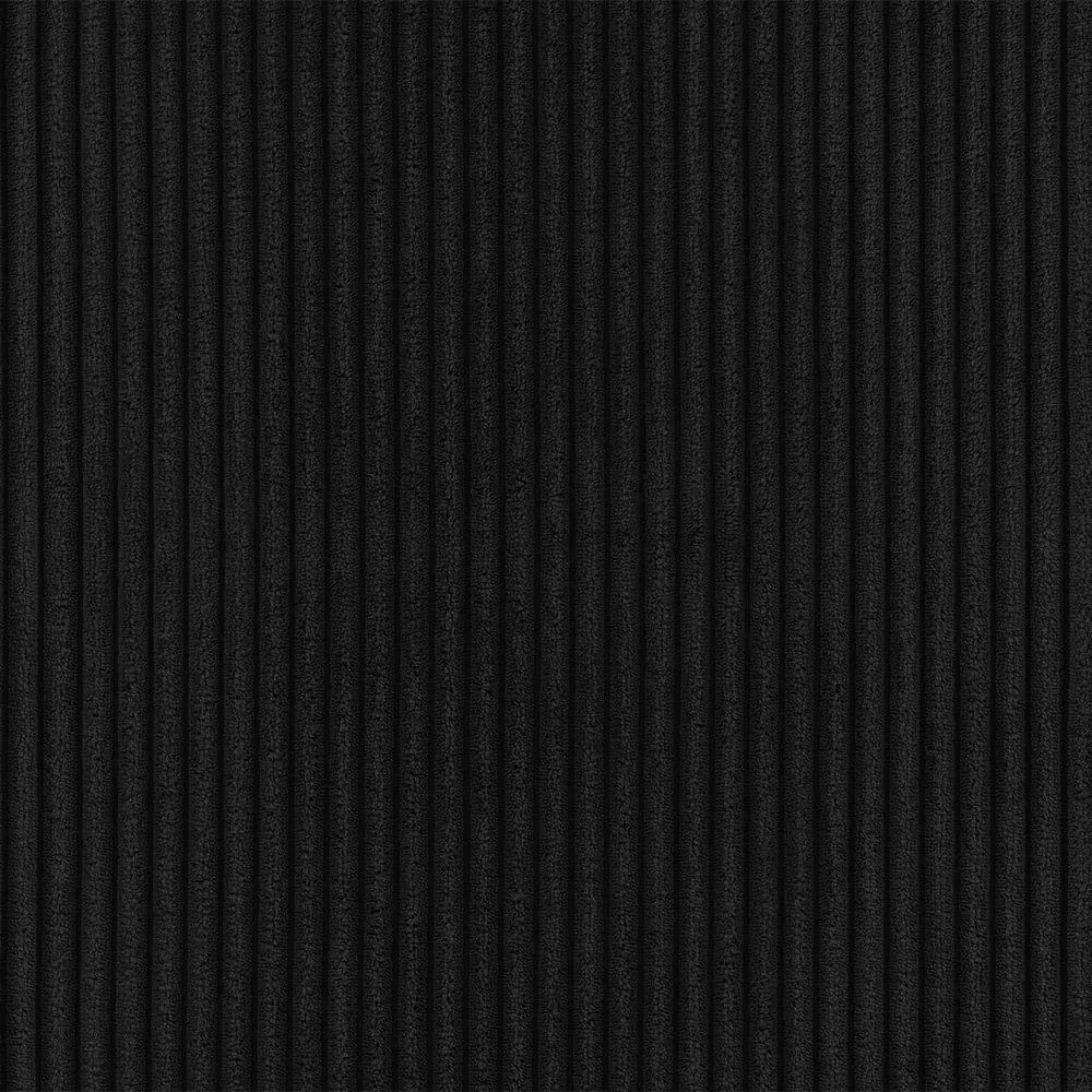 Colțar negru cu tapițerie din catifea reiată (cu colț pe partea stângă, cu șezlong) Martin – Ropez