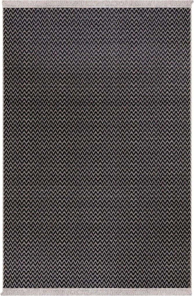 Covor 23033A, 60x100 cm, forma dreptunghiulara, bumbac, negru