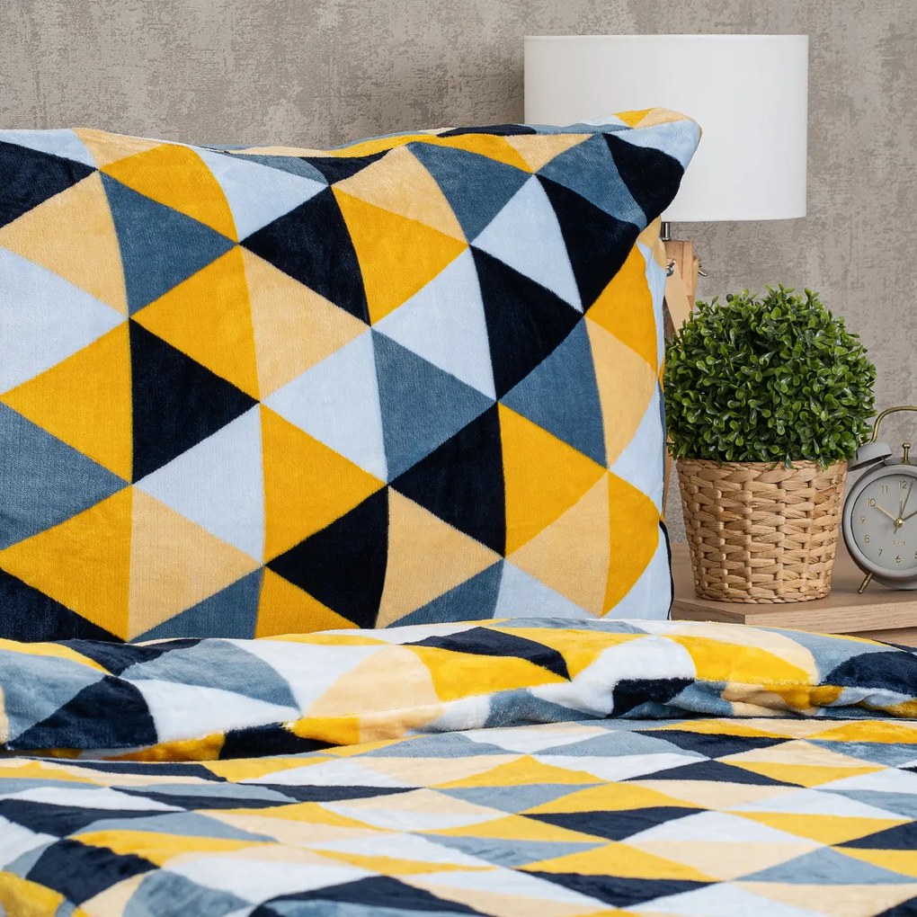 Lenjerie de pat din microflanel 4Home Scandi triangle, 140 x 200 cm, 70 x 90 cm