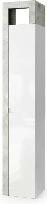 Dulap coloana mare LC Mobili Italia Hamburg 35x188 cm finisaj alb lucios/gri beton