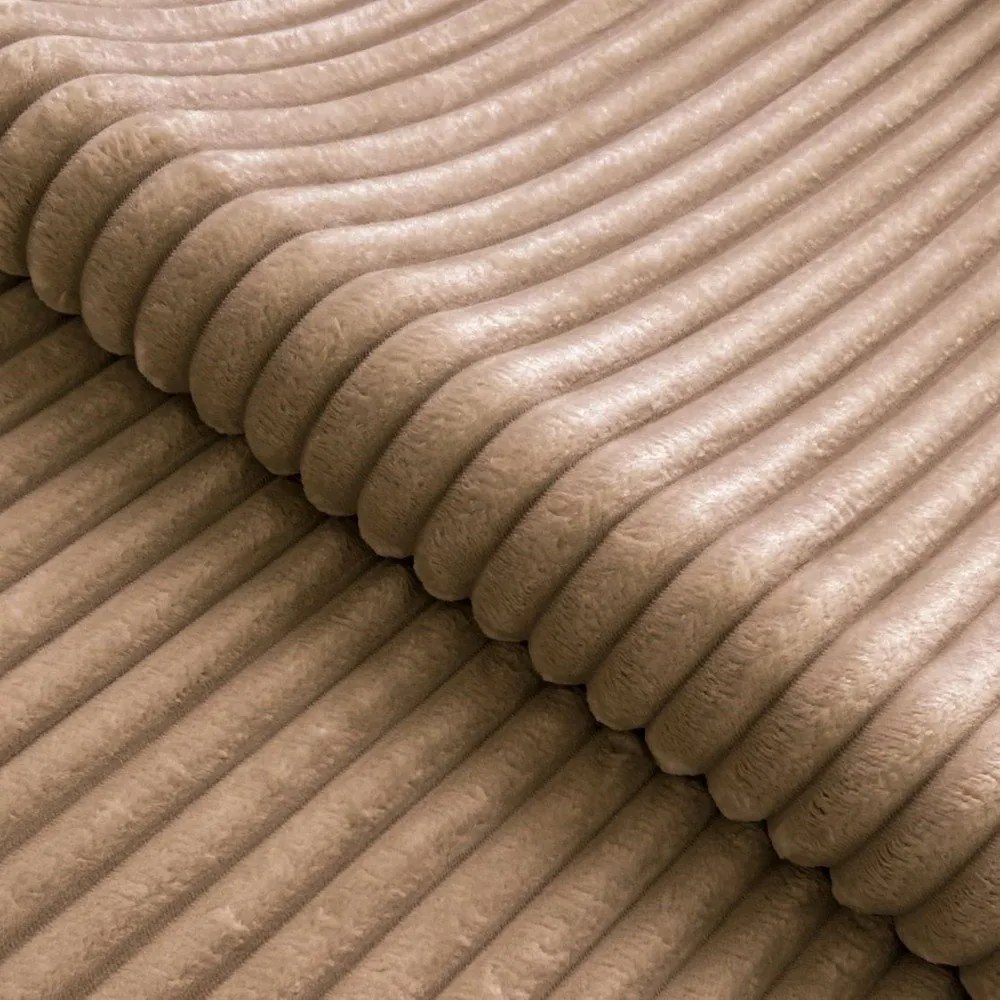 Colțar maro cu tapițerie din catifea reiată (cu colț pe partea stângă/în formă de ”L”) Marbeya – Ropez