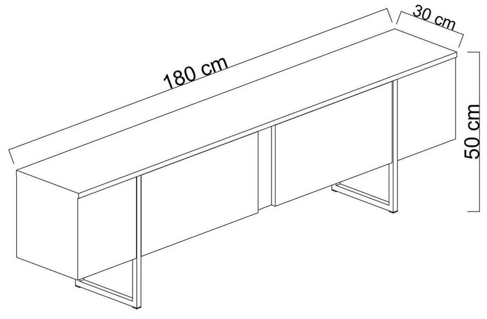 Comodă TV în culoare naturală cu aspect de lemn de nuc 180x30 cm Luxe – Kalune Design