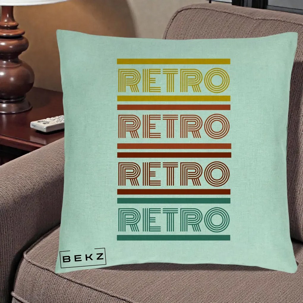 Perna decorativa RETRO Text Multicolor, 40x40 cm cu Umplutura, Verde Menta, BEKZ