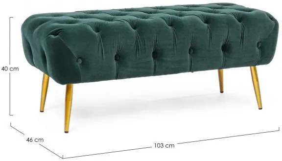Bancheta capitonata verde, din catifea si metal, Giacinta, Bizzotto