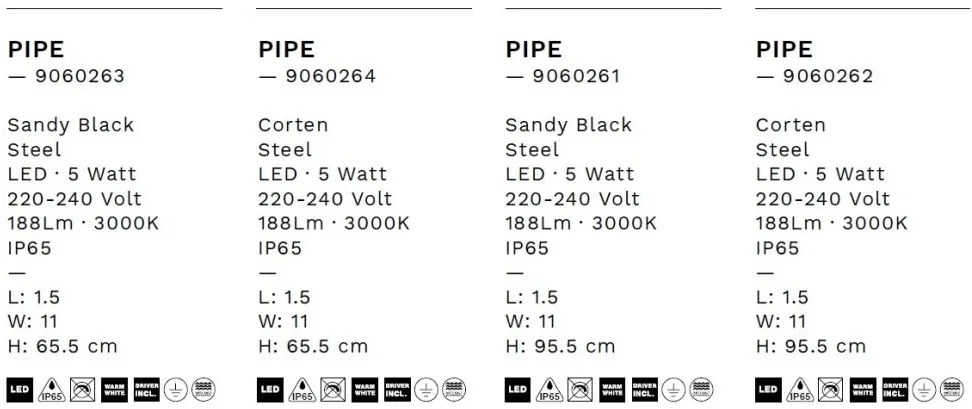 Stalp LED iluminat exterior modern IP65 PIPE H-90cm negru