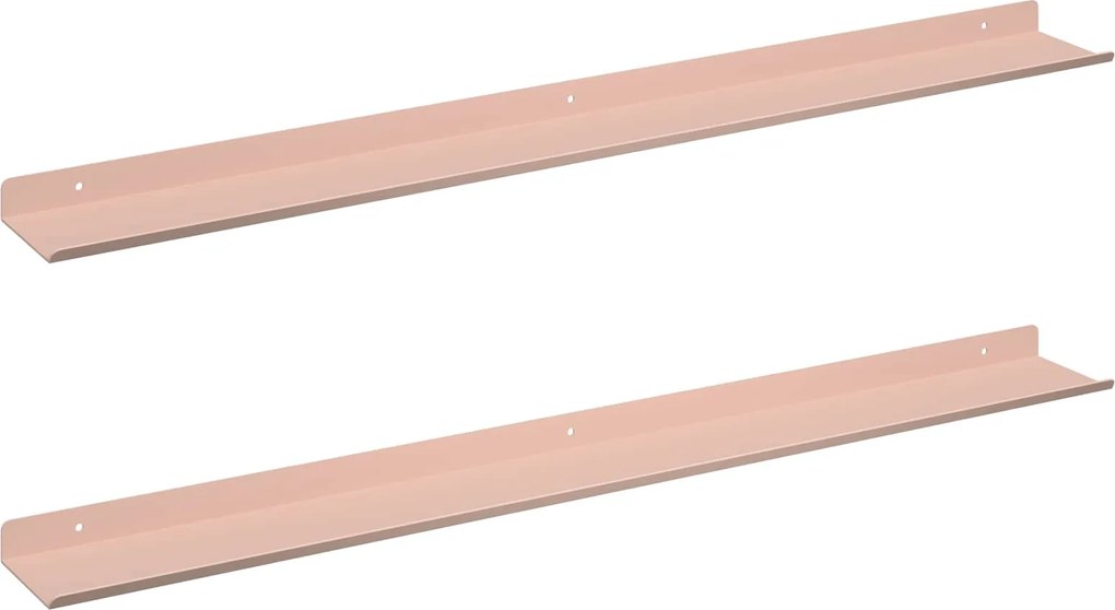 vidaXL Raft suspendat Pe perete 2 pcs Roz 80 x 9 x 2,5 cm Oțel