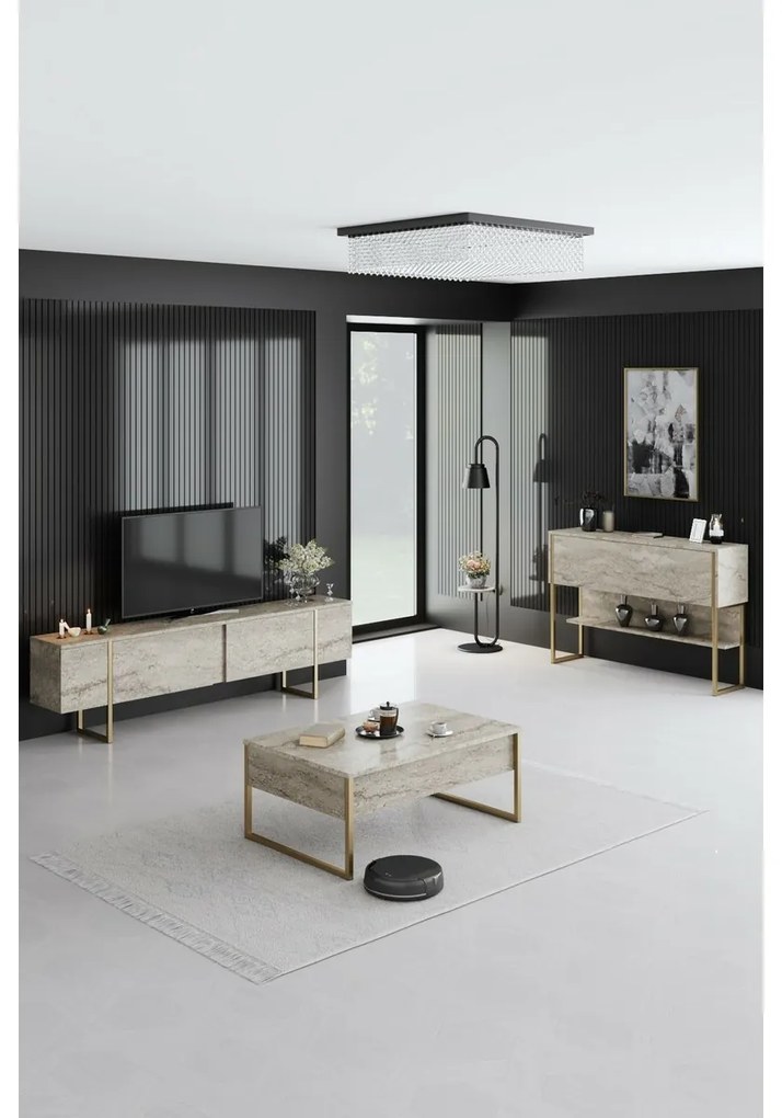 Comodă Luxe Travertine and Gold