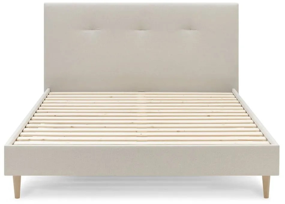 Pat matrimonial 160x200 cm bej tapițat cu somieră Tory – Bobochic Paris