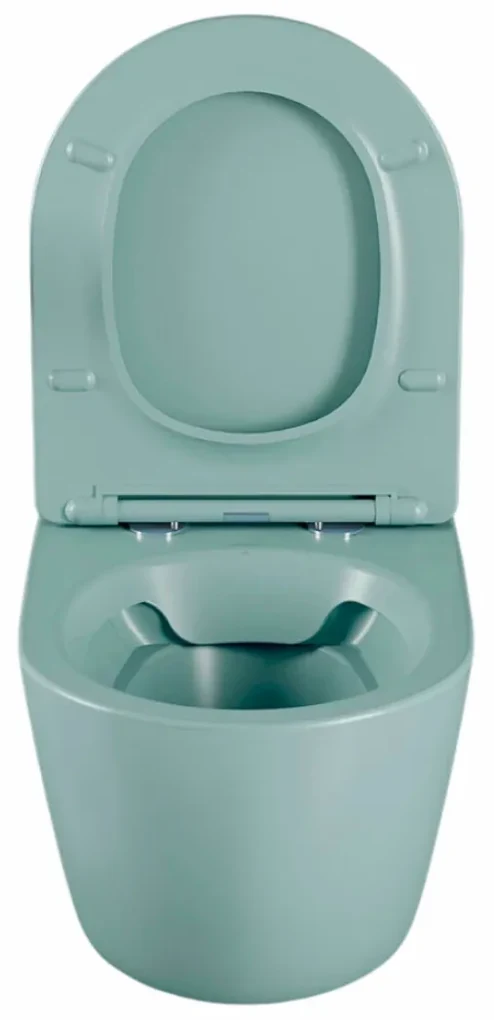 Set vas wc suspendat, verde turcoaz, mat, rimles , capac softclose, Rotund, Foglia Oslo Turcoaz