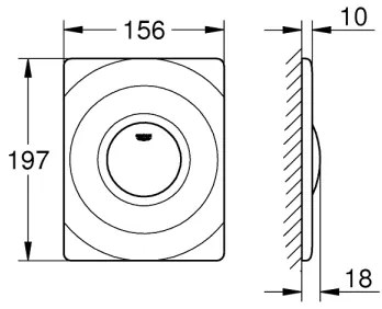 GROHE 37063000 - Placă de acționare SURF, 156 × 197 mm, crom lucios