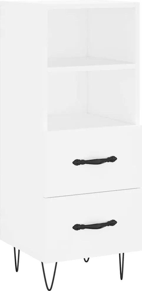 vidaXL Servantă, alb, 34,5x34x90 cm, lemn compozit