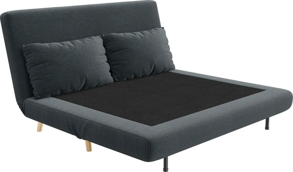 HOMCOM Canapea extensibilă, pat pentru oaspeți, spătar reglabil în 3 poziții, aspect corduroy, până la 120 kg, 141 x 90 x 81 cm, Gri închis | Aosom Romania
