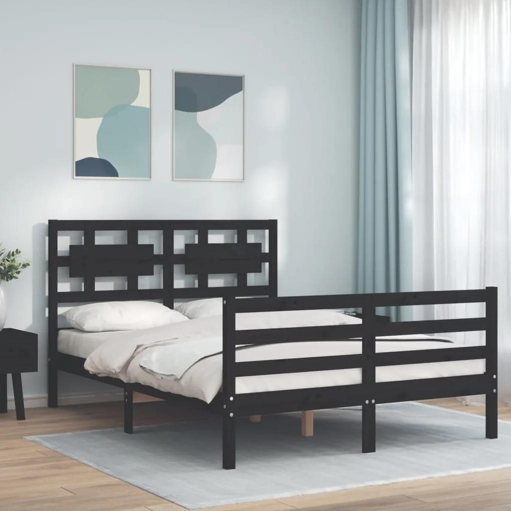 3194440 vidaXL Cadru de pat cu tăblie, negru, 120x200 cm, lemn masiv