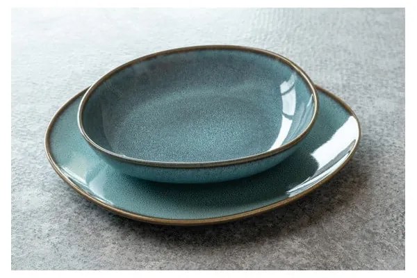 Bol din gresie ceramică Villeroy & Boch Like Lave, ø 28 cm, turcoaz - maro
