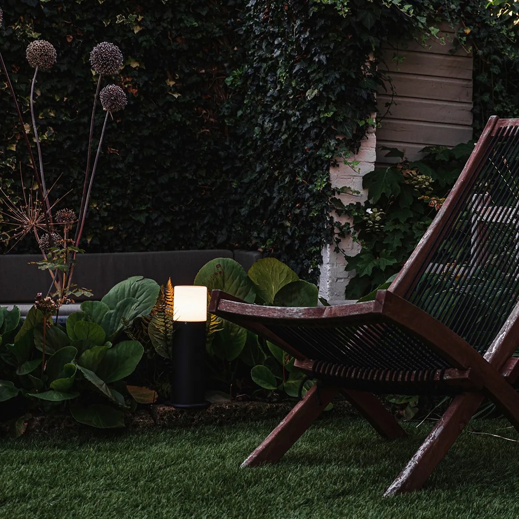 Lampă de exterior cu picior negru cu abajur opalescent alb 30 cm IP44 - Odense