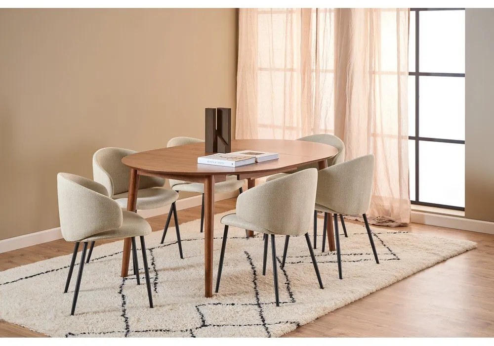 Masă de dining rotundă extensibilă cu aspect de lemn de nuc cu blat suplimentar ø 115 cm Montreux – Actona