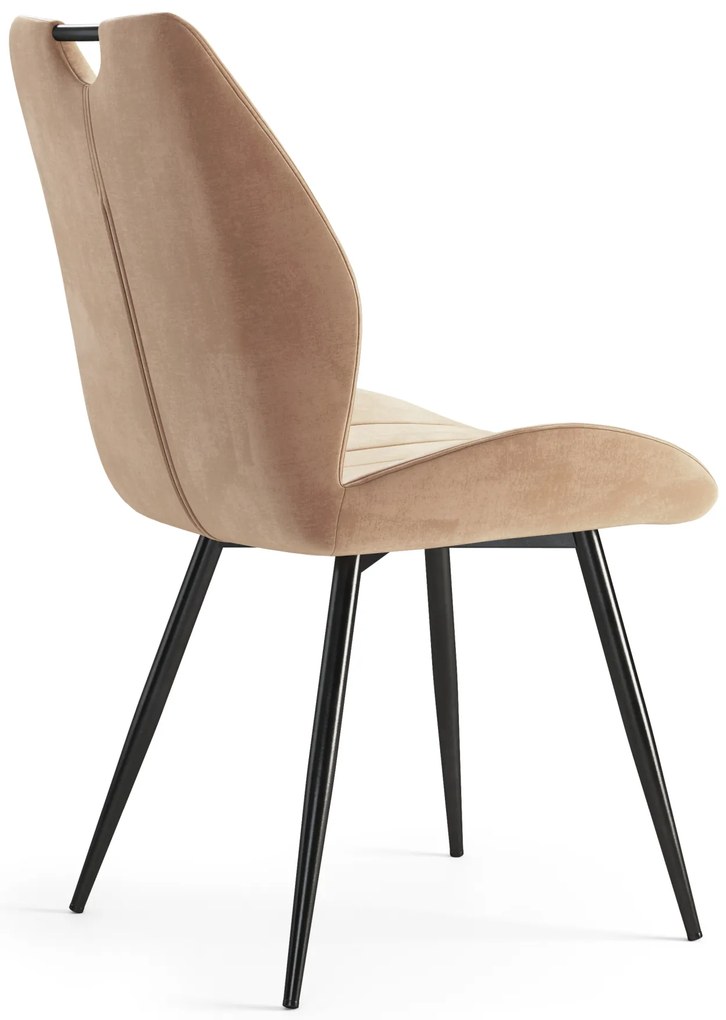 MAZZONI EXPORT ARNO Bej (țesătură Bluvel 28) - SCAUN TAPIȚAT MODERN PENTRU LIVING/SUFRAGERIE cu MÂNER | CATIFEA