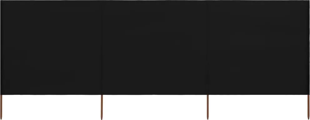 vidaXL Paravan anti-vânt cu 3 panouri, negru, 400 x 120 cm, textil