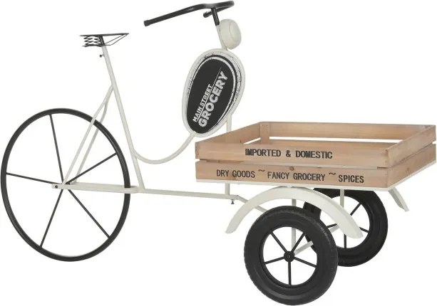 Stand decorativ din metal , cu 1 raft din lemn , "Retro Tricycle"