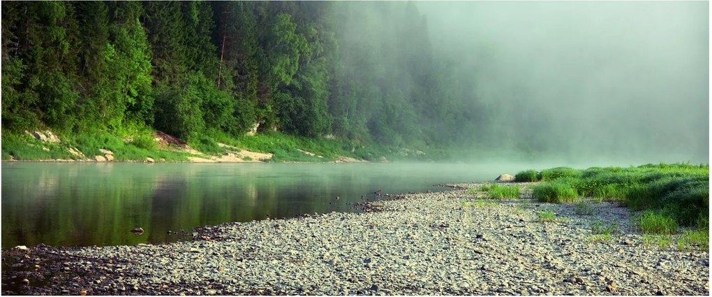 Tablou - Râu lângă pădure (120x50 cm)