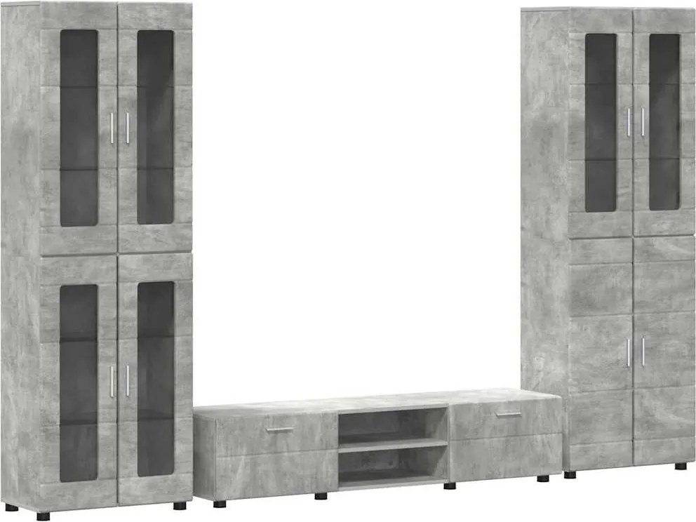 vidaXL Set comodă TV cu sertar FLORIN Gri din beton Lemn compozit