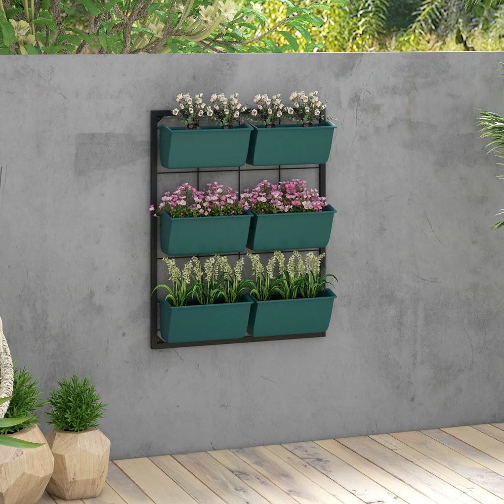 Outsunny Jardiniera de perete pe 3 nivele cu 6 ghivece pentru int | Aosom Romania