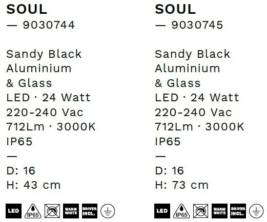 Stalp LED iluminat exterior decorativ, IP65, SOUL H 73cm