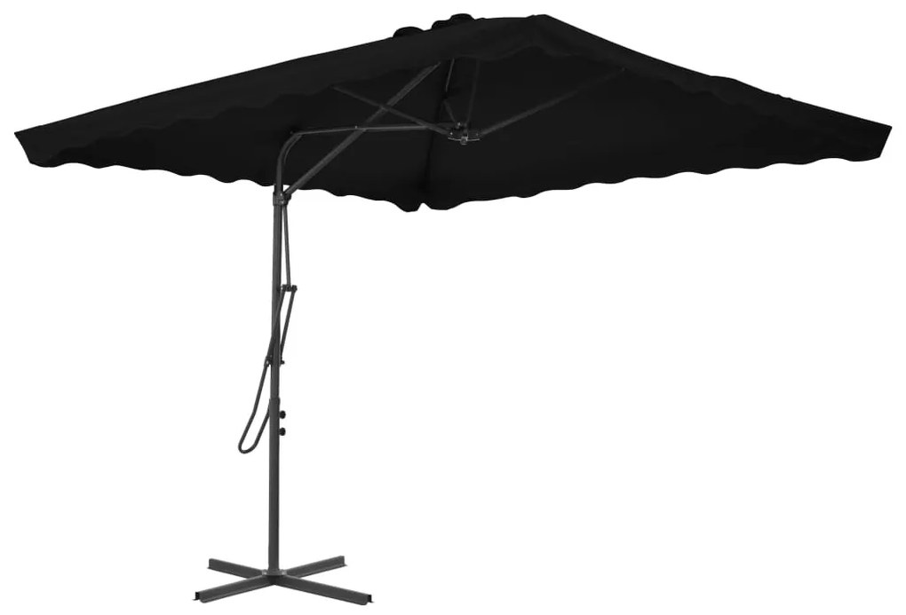 vidaXL Umbrelă de grădină, stâlp din oțel, negru, 250x250x230 cm