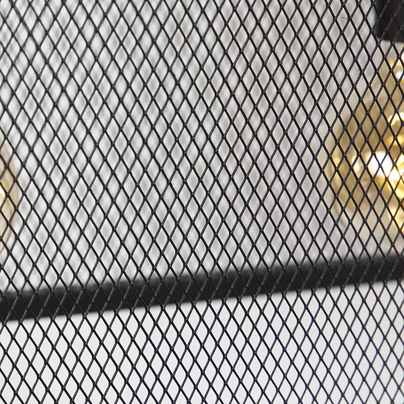 Lampă suspendată industrială neagră 118 cm cu plasă 4 lumini - Cage