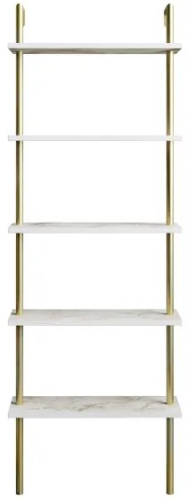 Bibliotecă PAULA 174x60 cm albă/aurie