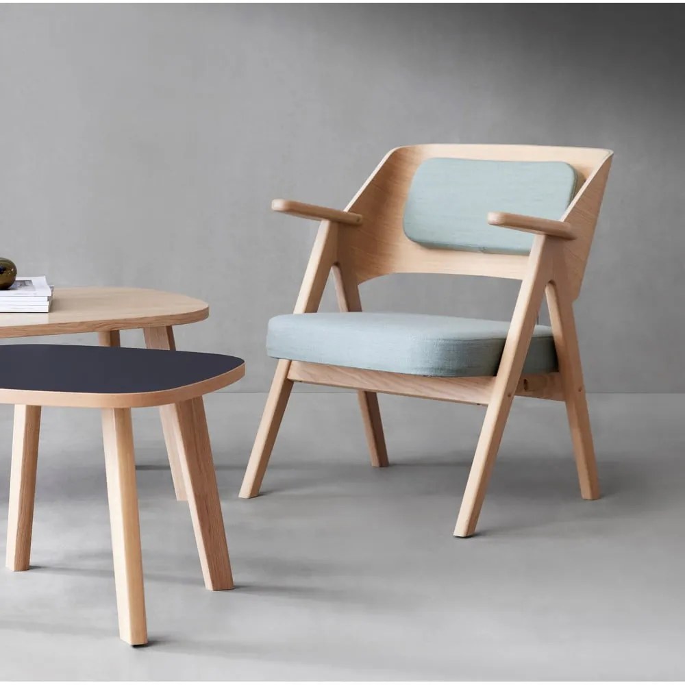 Fotoliu din lemn de stejar Findahl Hammel Me Tube, verde deschis